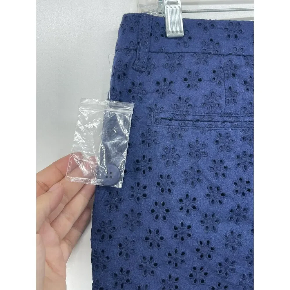 Faded Glory Navy Blue Eyelet Peppy Summer Festival Shorts Size 8 32”‎ Waist NEW